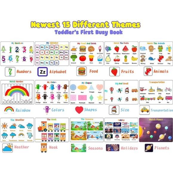 Montessori Preschool Learning Activities Newest 29 Themes Busy Book - Workbook - Picture 2 of 6